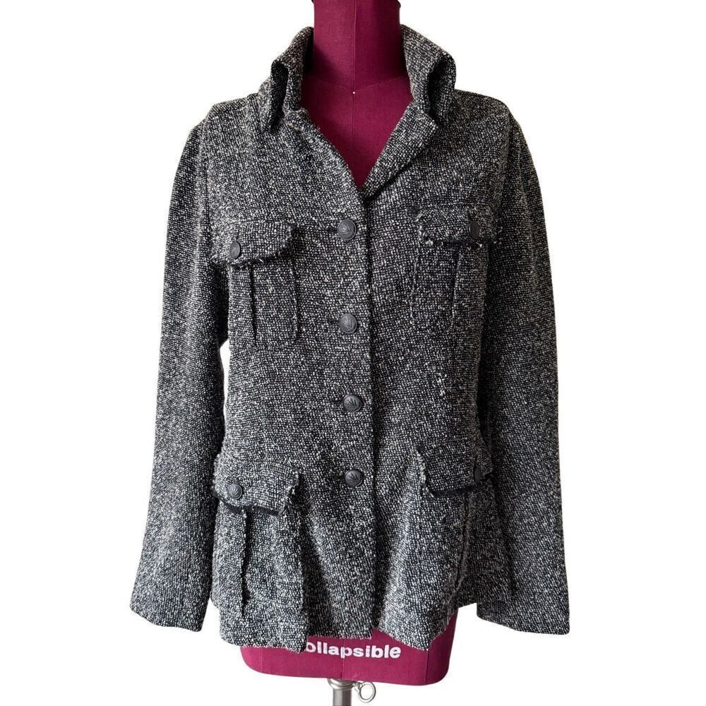 Rag & Bone Wool Tweed Utility Blazer Jacket in gray size 8